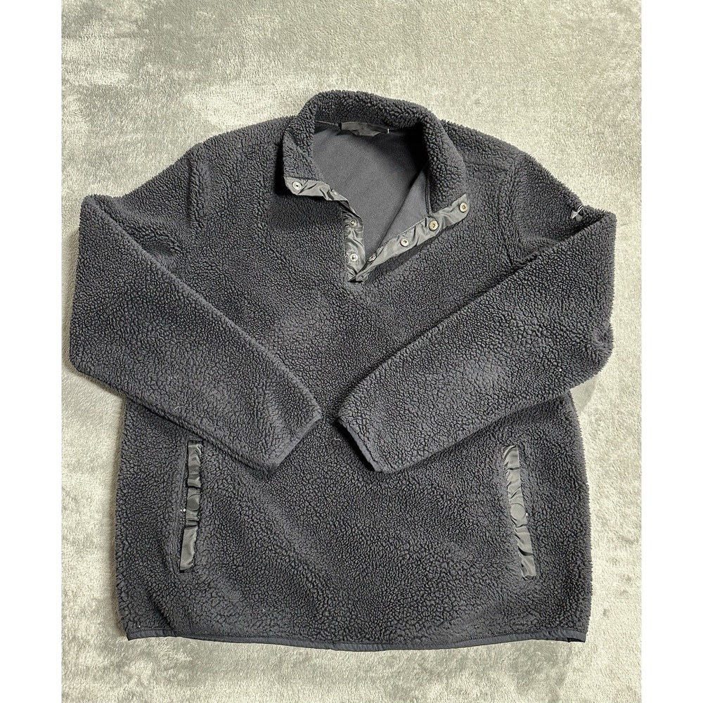 Under Armour Sweatshirt Mens Large Sherpa Pullover Black Coldgear Loose Snap